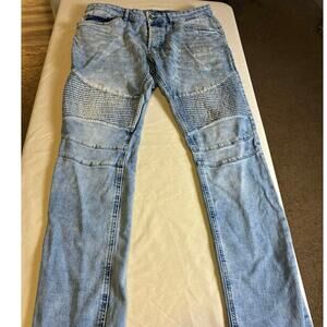 H&M Skinny Biker Moto Jeans Womens Size 4 Light Wash Blue Distressed Denim Pants